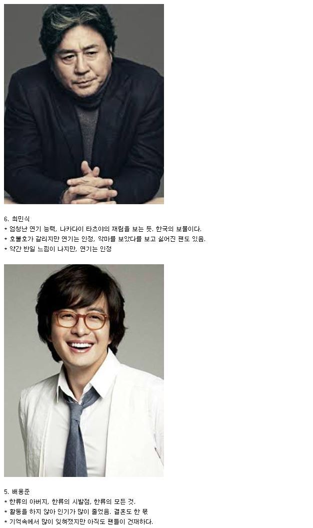 일본 영화 잡지에서 뽑은 한국 남성 배우 | 인스티즈