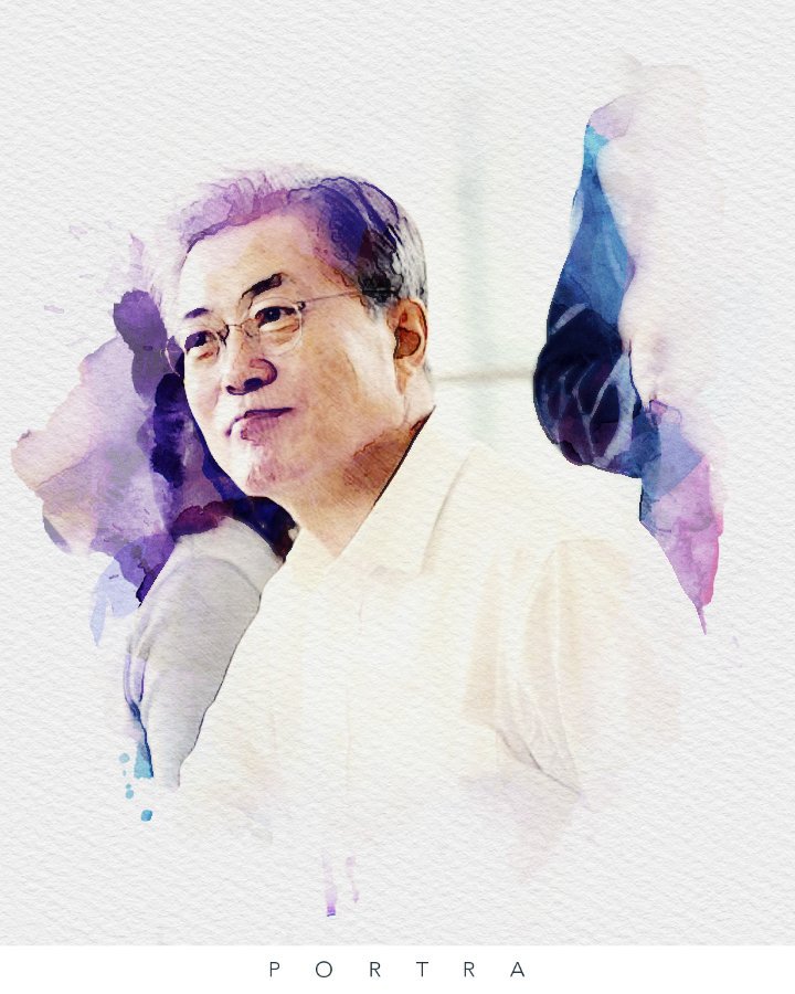 수채화로 표현한 문재인 대통령 | 인스티즈