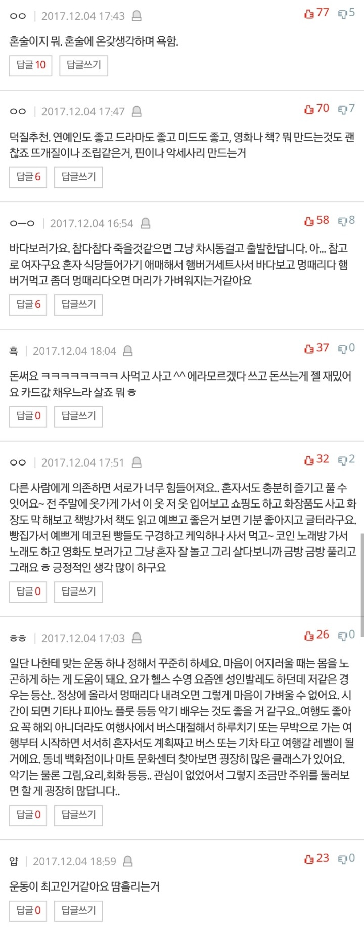 보통 우울하거나 스트레스 받을 때 어떻게 푸시나요? | 인스티즈